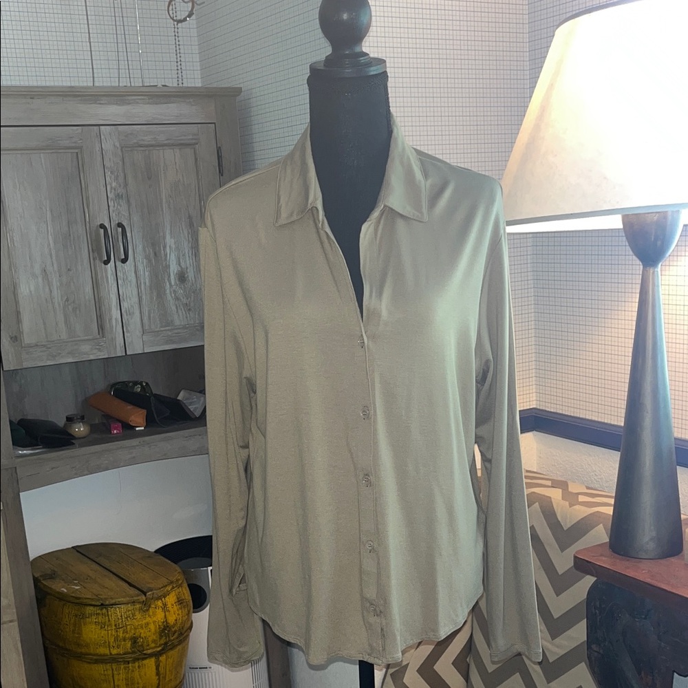 Majestic Filatures Elegant Beige Button Down Shirt for Women